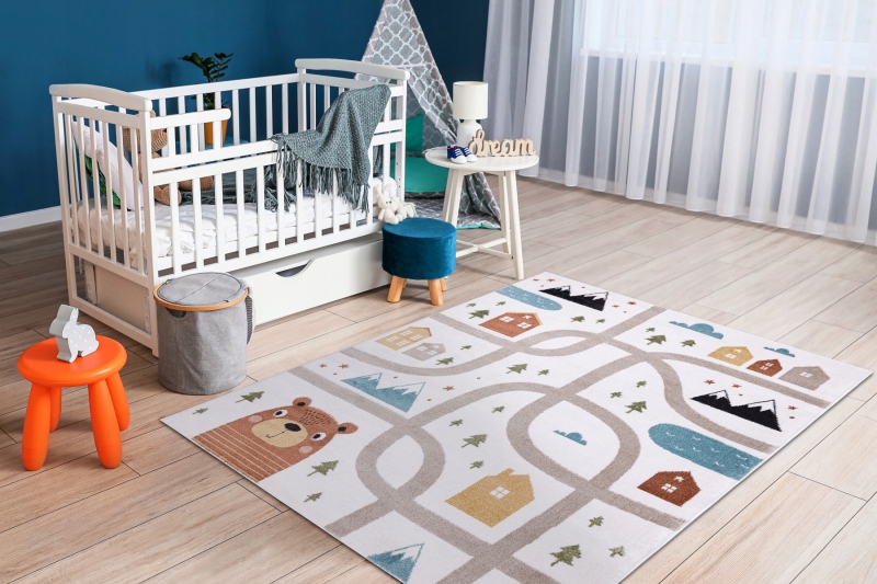Kilimas FUN 120x170 Fleece vaikams, gatvės, kreminis