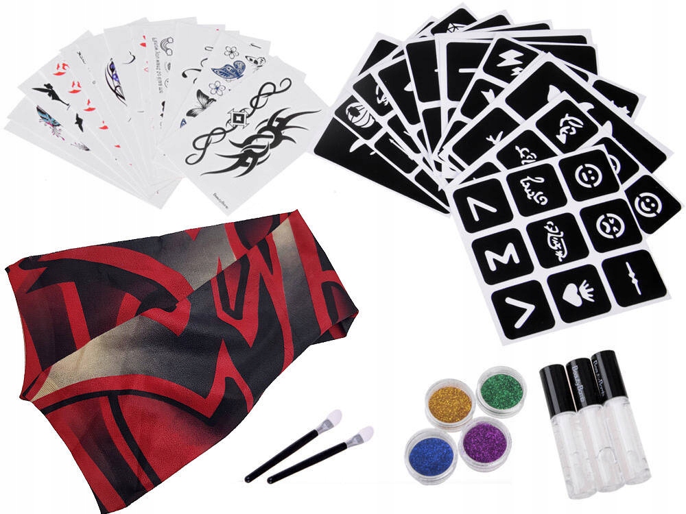 DIDELIS TATUiruočių rinkinys Glitter TATTOOS plaunamas VAIKAMS blizgučių studijai