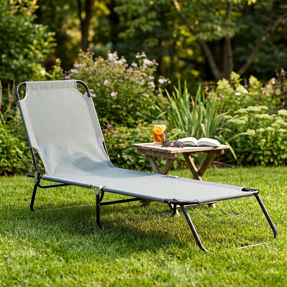 GARDEN paplūdimio gultas, baseinas, sulankstomas, reguliuojamas, pilkas gultas