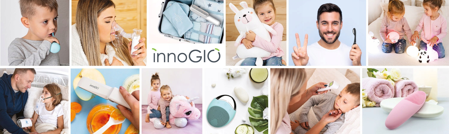 InnoGIO vaikiška naktinė lemputė silikoninė LED panda touch minkšta