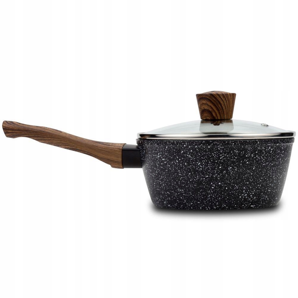Puodas su stikliniu dangteliu NAVA granitinis NATURE 18 cm, 1,6L