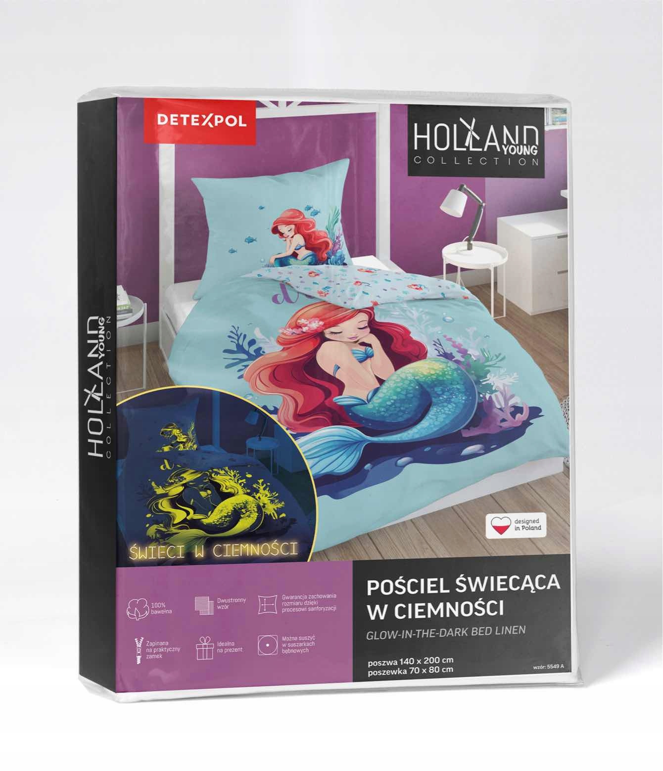 PATALYNĖ 160x200 GLOW IN THE DARK Fluo Mermaid 100% MEDVILNĖ