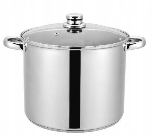 INDUKCINIS PUODAS, PLIENINIS DUJOS SU DANGIU, Sunkus, DIDELIS, AUKŠTAS, Ø33 cm, 17 L