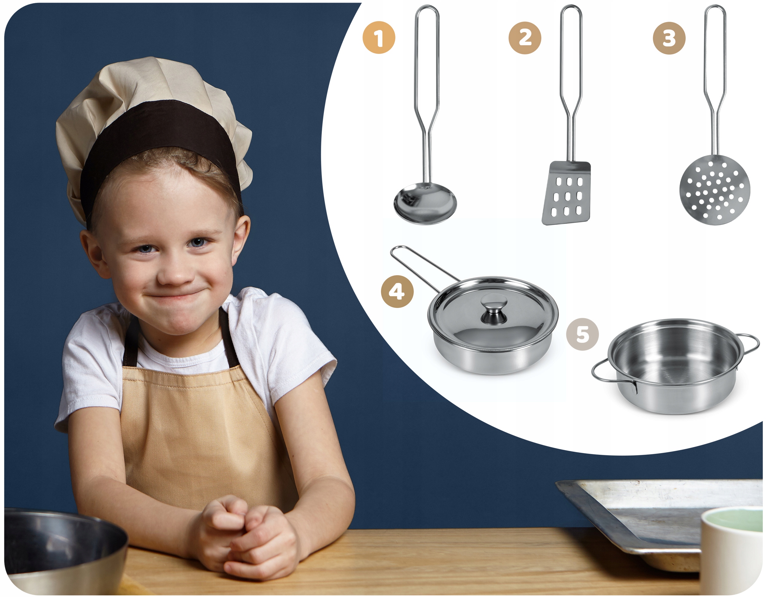 RicoKids didelė medinė virtuvė vaikams su priedais