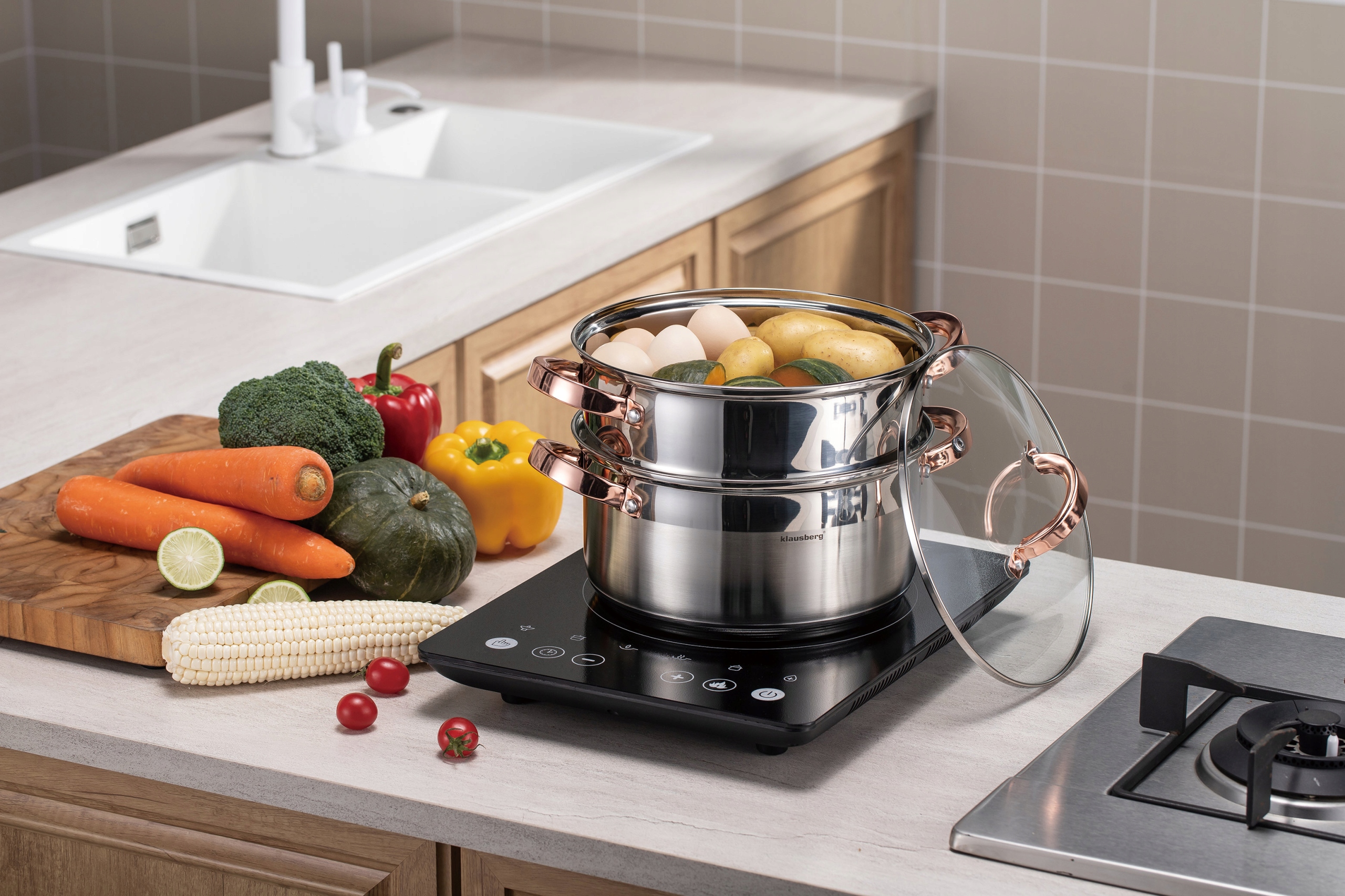 STEAMER POT 22cm indukcinis nerūdijančio plieno puodas 4L