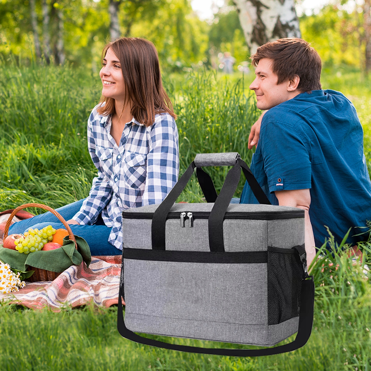 THERMAL BEACH PICNIC BAG Didelis turistinis aušintuvas 40 litrų + įdėklai