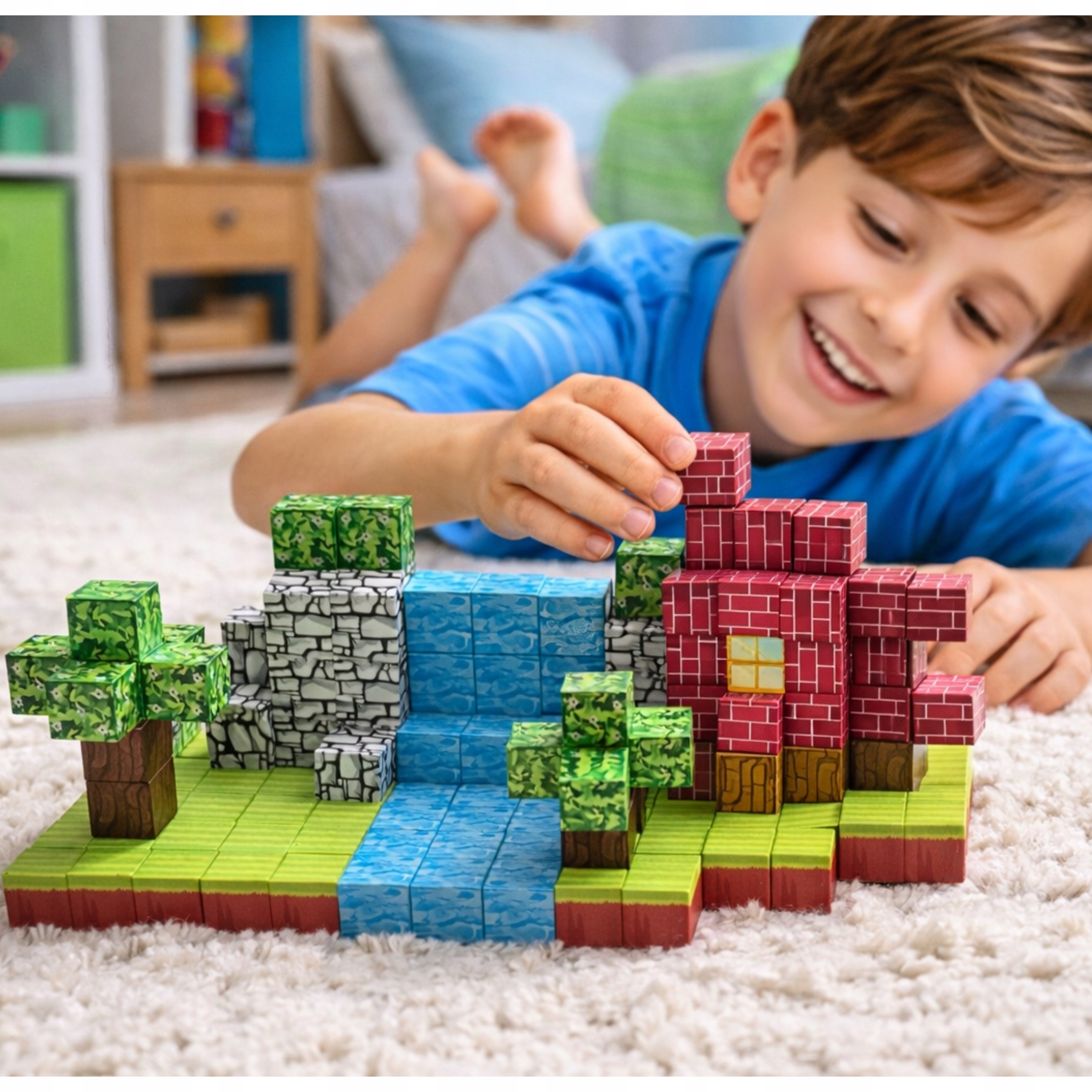 Magnetiniai blokai 208 dalių 3D kubeliai
