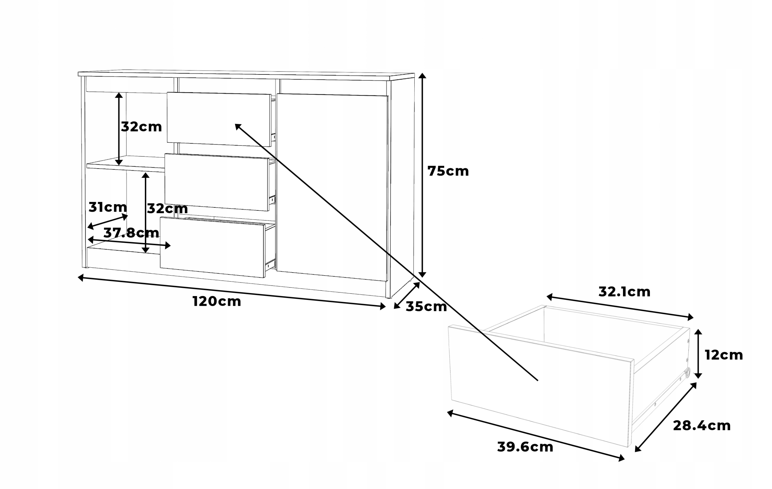 AZ team komoda 120 cm Aga Wotan biała matowa