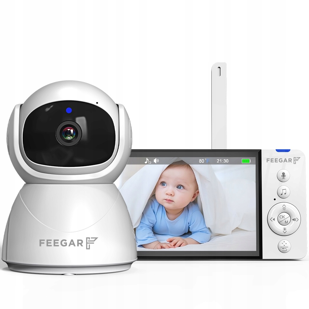 ELECTRONIC NANNY Feegar DVI kamera LCD 5 colių 5000 mAh ZOOM Įrašymas