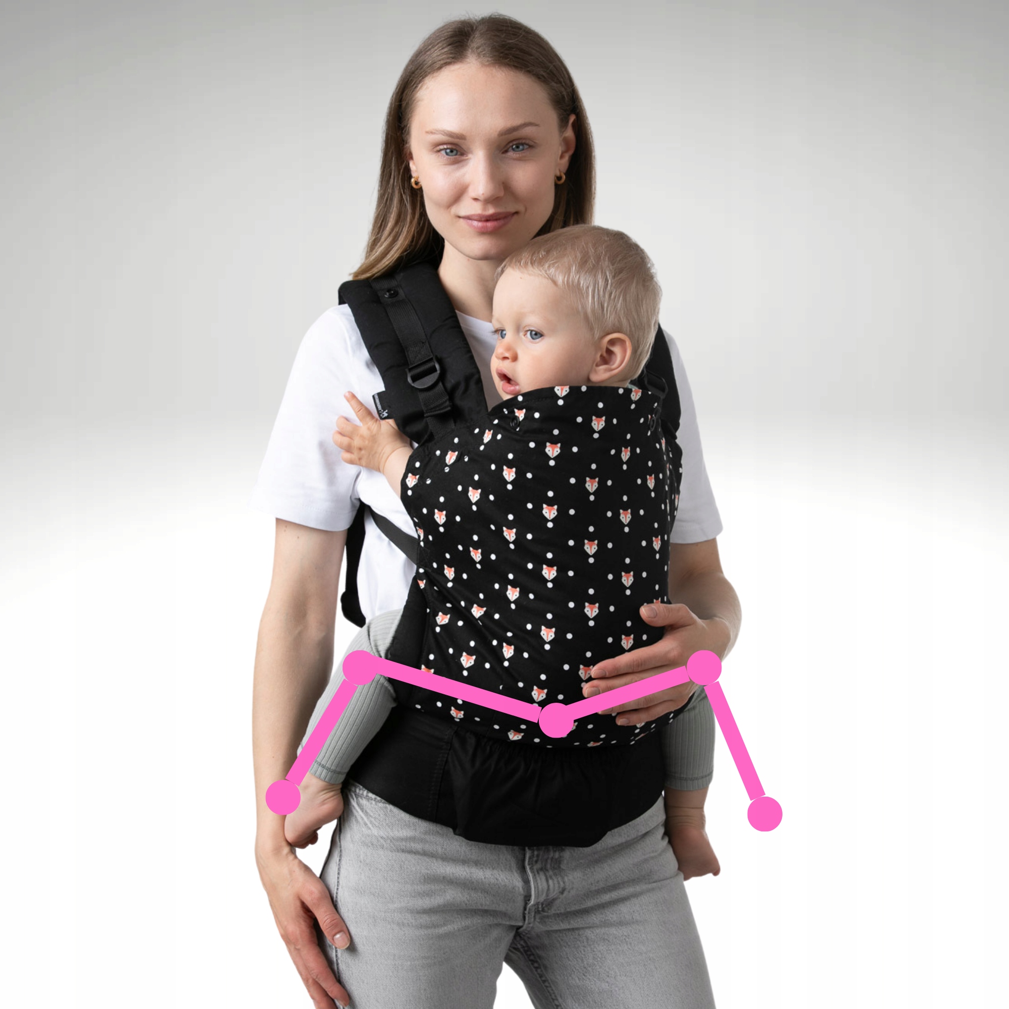 Nešioklė kūdikiui Ergonomiška nugaros nešyklė, skirta miesto 100 % medvilnei