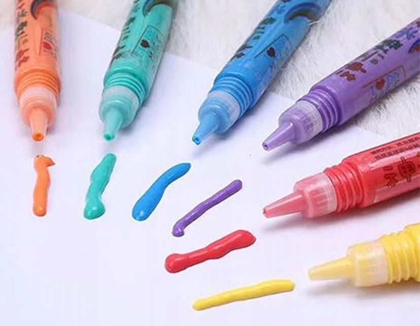 Popcorn Pens 3D žymekliai auginimo žymekliai PUFF efektas 6 vnt