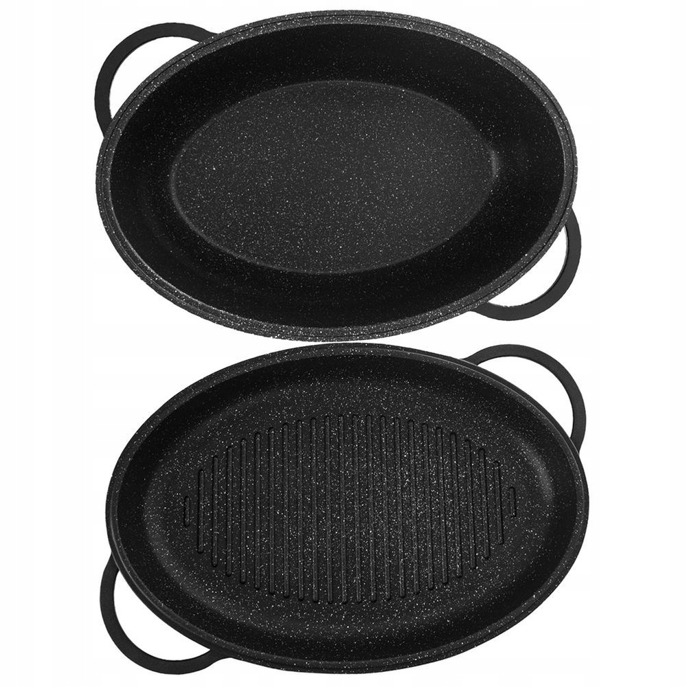 Kepimo skarda 10L 40X28X18CM ALIUMINIO STIKLO DANGINIS INDUKCINIAM 3 VIENŲ RINKINYS
