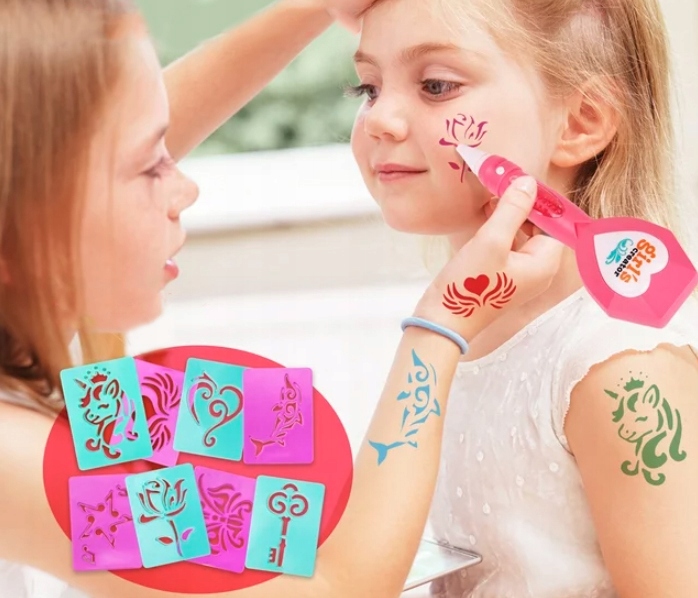 Gotel tatuiruočių rinkinys su šablonais ir žymekliais