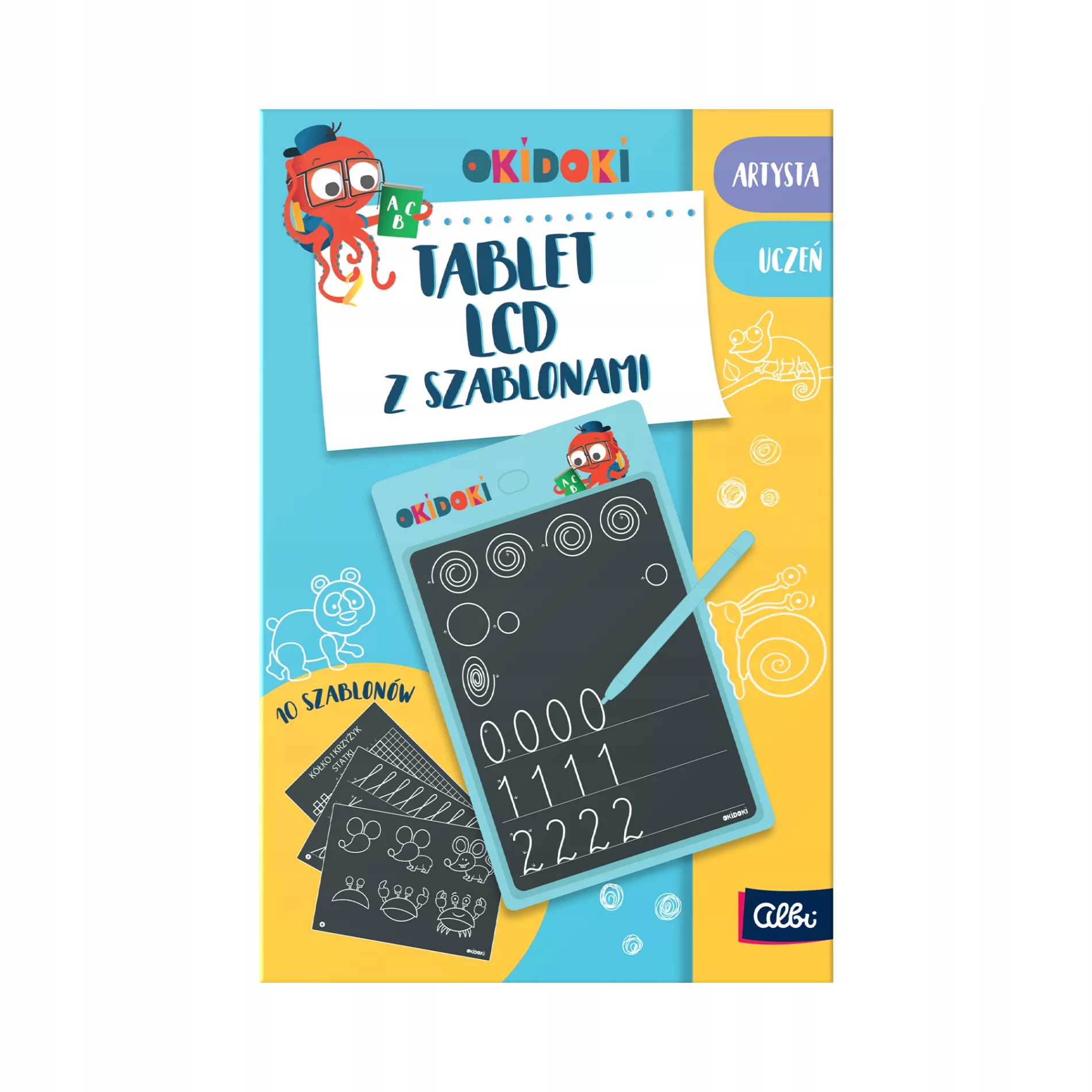 Albi LCD planšetė su 5 šablonais ir stylumi OKIDOKI