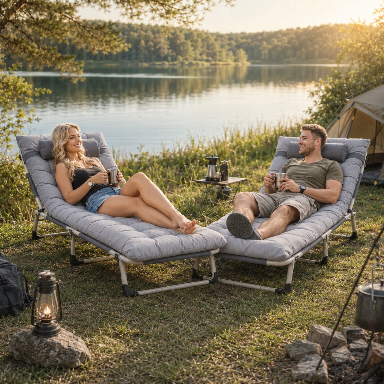 SODO KĖDĖ, TURISTINĖ LOVA, sulankstoma, PREMIUM, REGULIUOJAMA, PAPLŪDIMAS