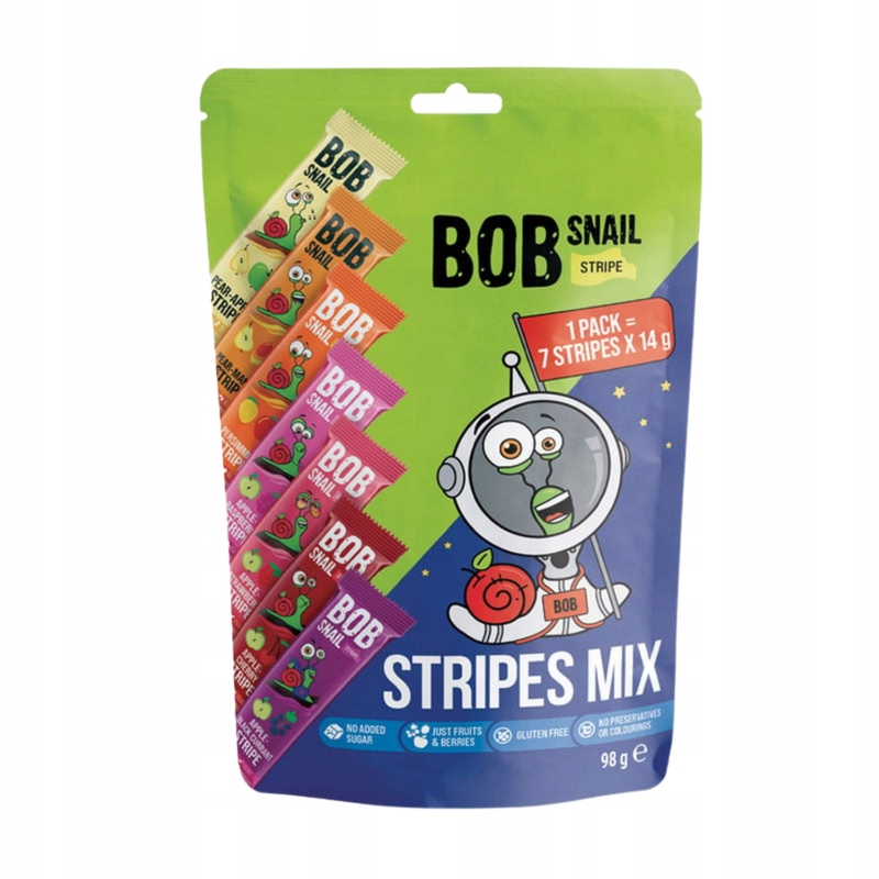 Bob Snail 7 skonių juosta 14g vaisių užkandžiai 100 g