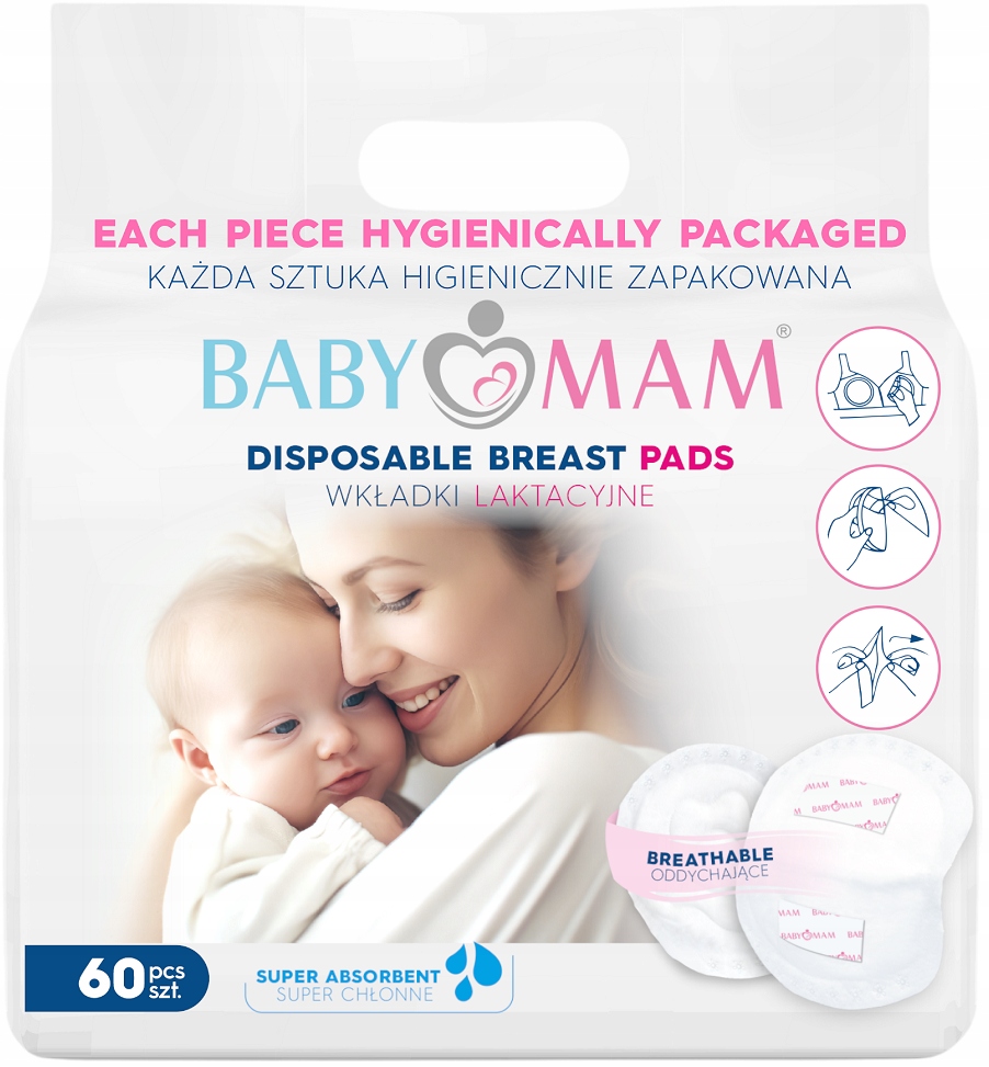 Wkładki laktacyjne Babymam superchłonne 60 szt.