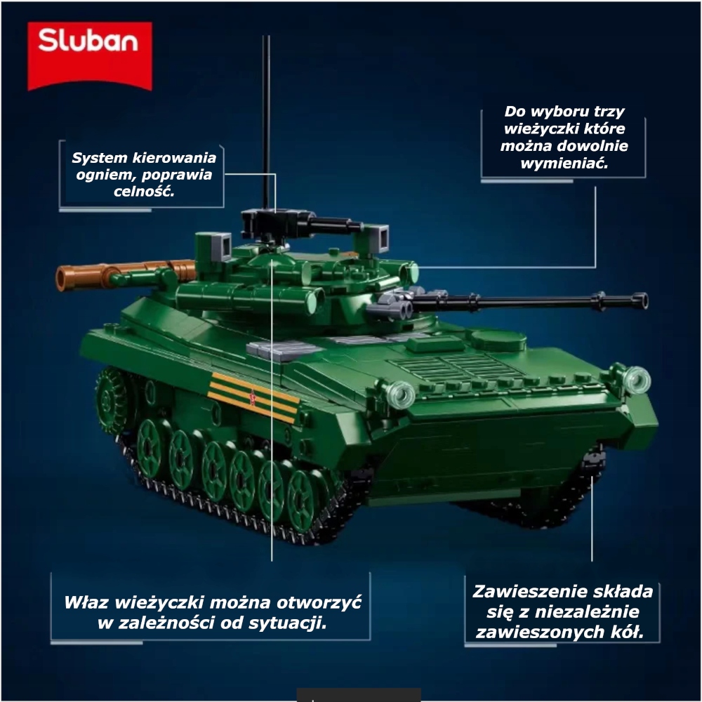 Sluban konstruktoriniai klockai tankas BWP-2MS