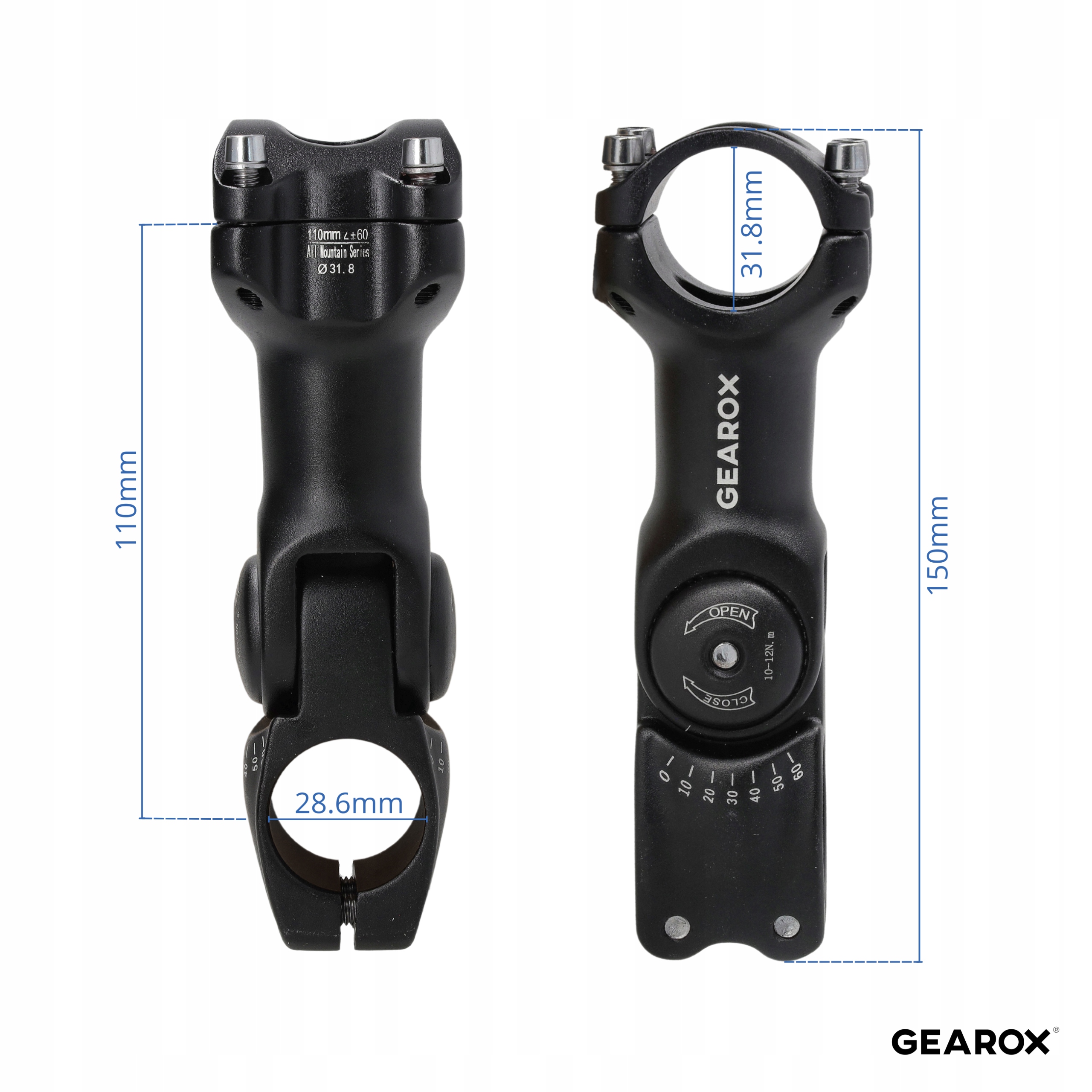 Gearox 31,8 A-HEAD reguliuojamas dviračio stebras