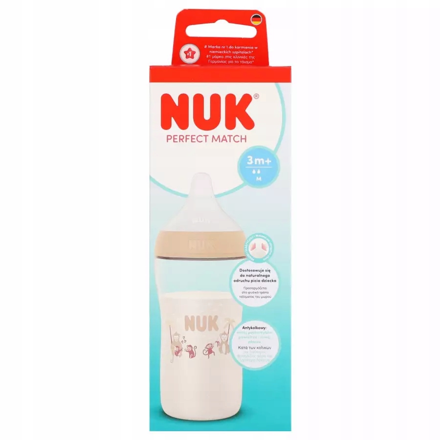 NUK PERFECT MATCH BUTELĖLIS 260ml 3m+ SILICONE TEAT M