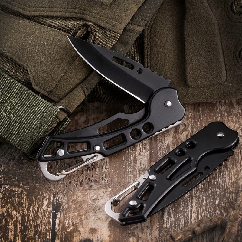 SURVIVAL POCKET KNIFE LENGVAS KEMPINGŲ GRYBAS, SULANKSTAMAS SU KARABINE