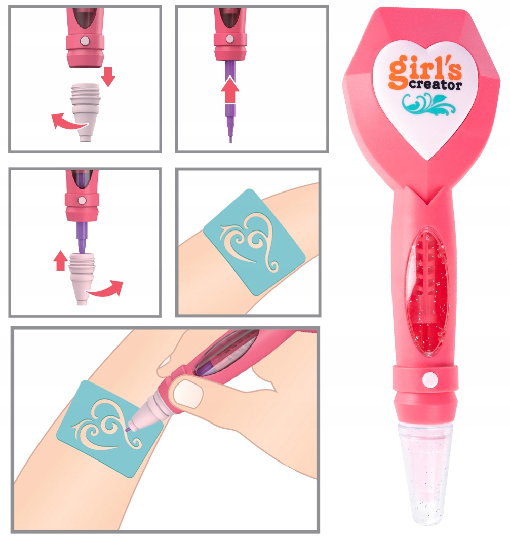 Gotel tatuiruočių rinkinys su šablonais ir žymekliais