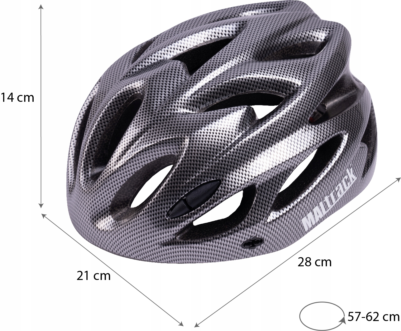 MalTrack dviračio šalmas su žibintu reguliuojamas 58-61 cm