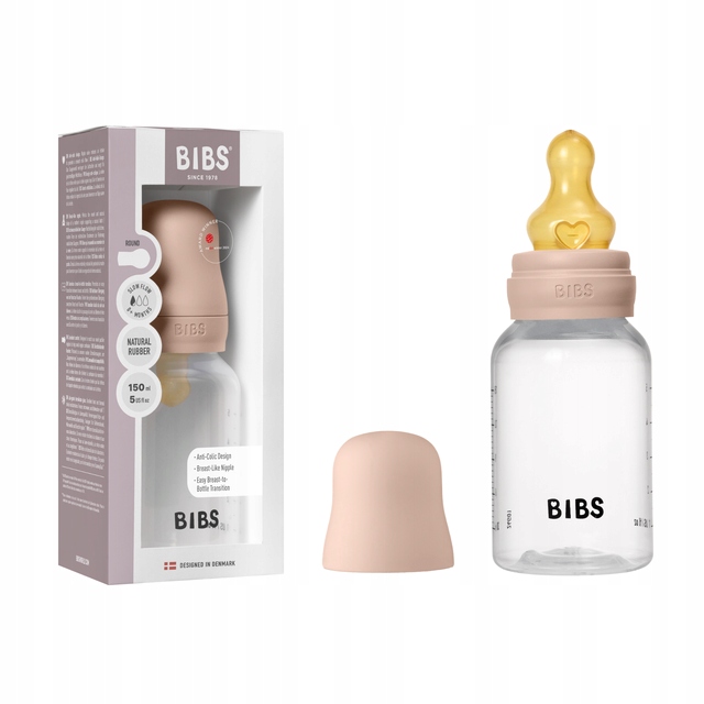 Bibs butelka plastikine su kauciuko čiulptuku 150 ml