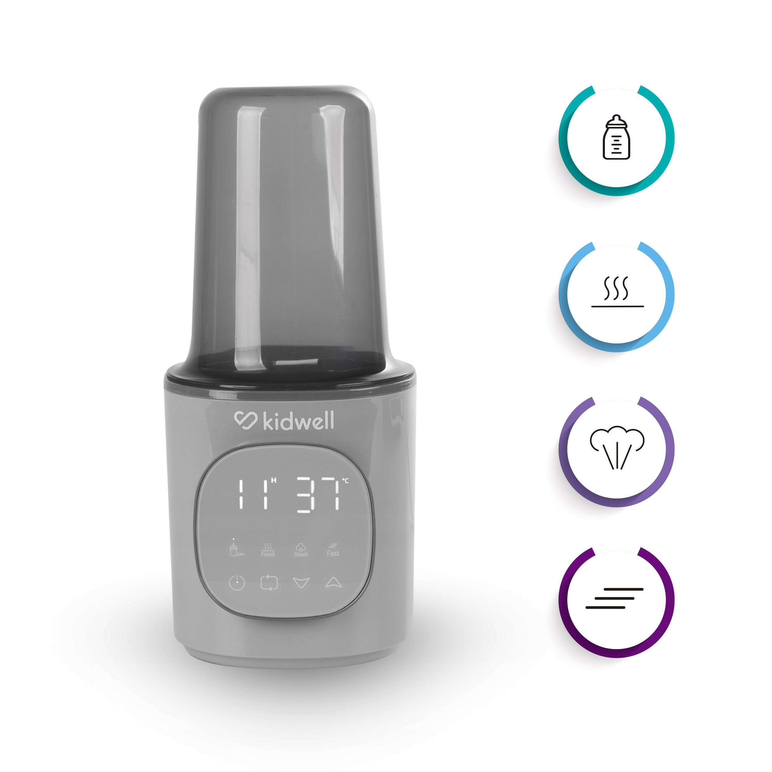 GALA butelių šildytuvas Grey Kidwell 4-in-1 sterilizatorius