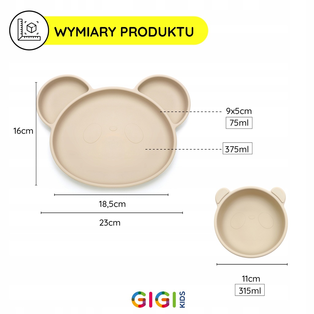 Gigi Kids silikoninis rinkinys su lėkštute ir šaukštais