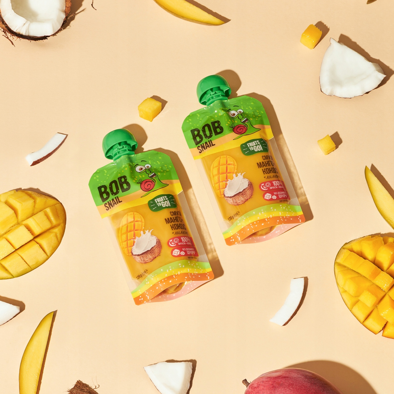 Bob Snail vaisių tūrtas mango-kokosas 10x120 g