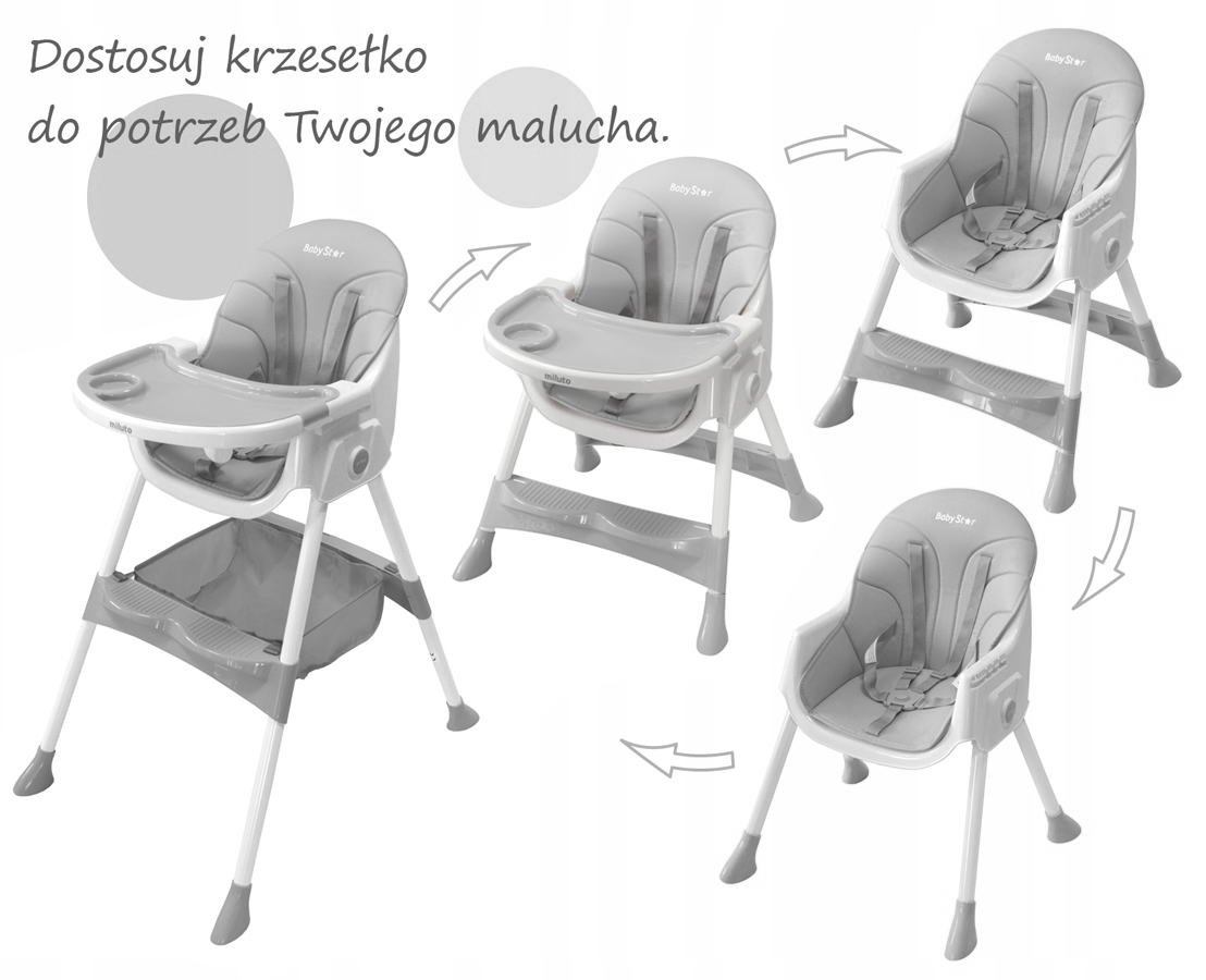 BabyStar maitinimo kėdutė 3 in 1 su staliuku