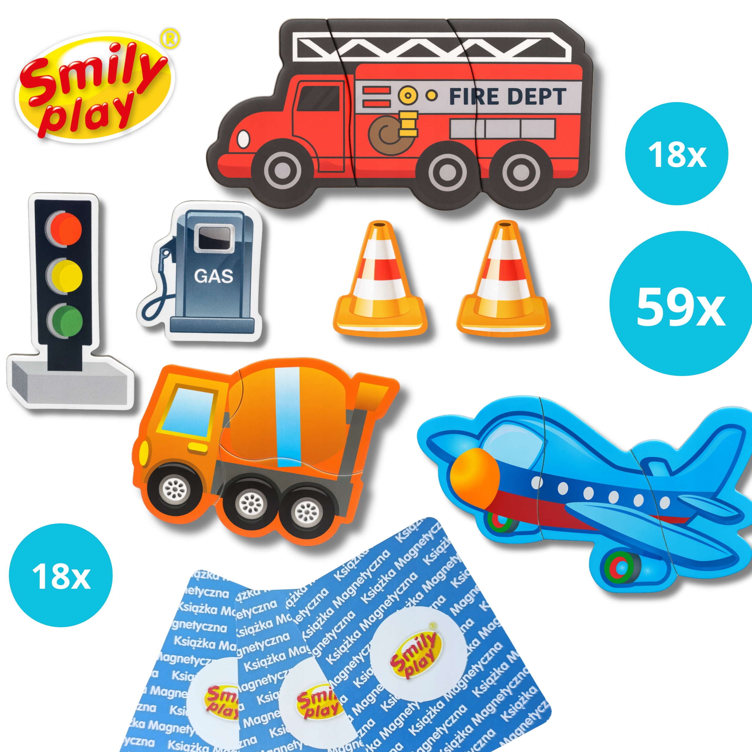 Magnetinės dėlionės Vehicles Automobiliai Smily Play knyga vaikams 3+ Dėlionė