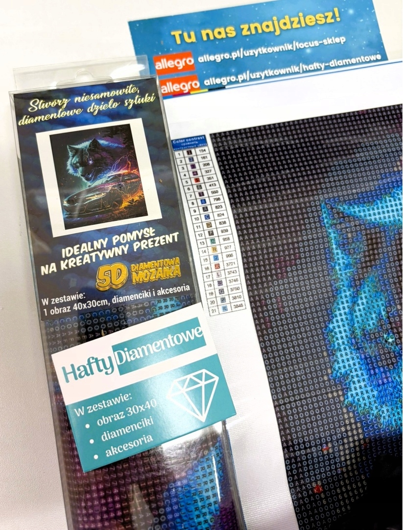 Deimantinis siuvinėjimas Mozaika Deimantinis dažymas Automobilis Vilkas Neonai 30x40cm