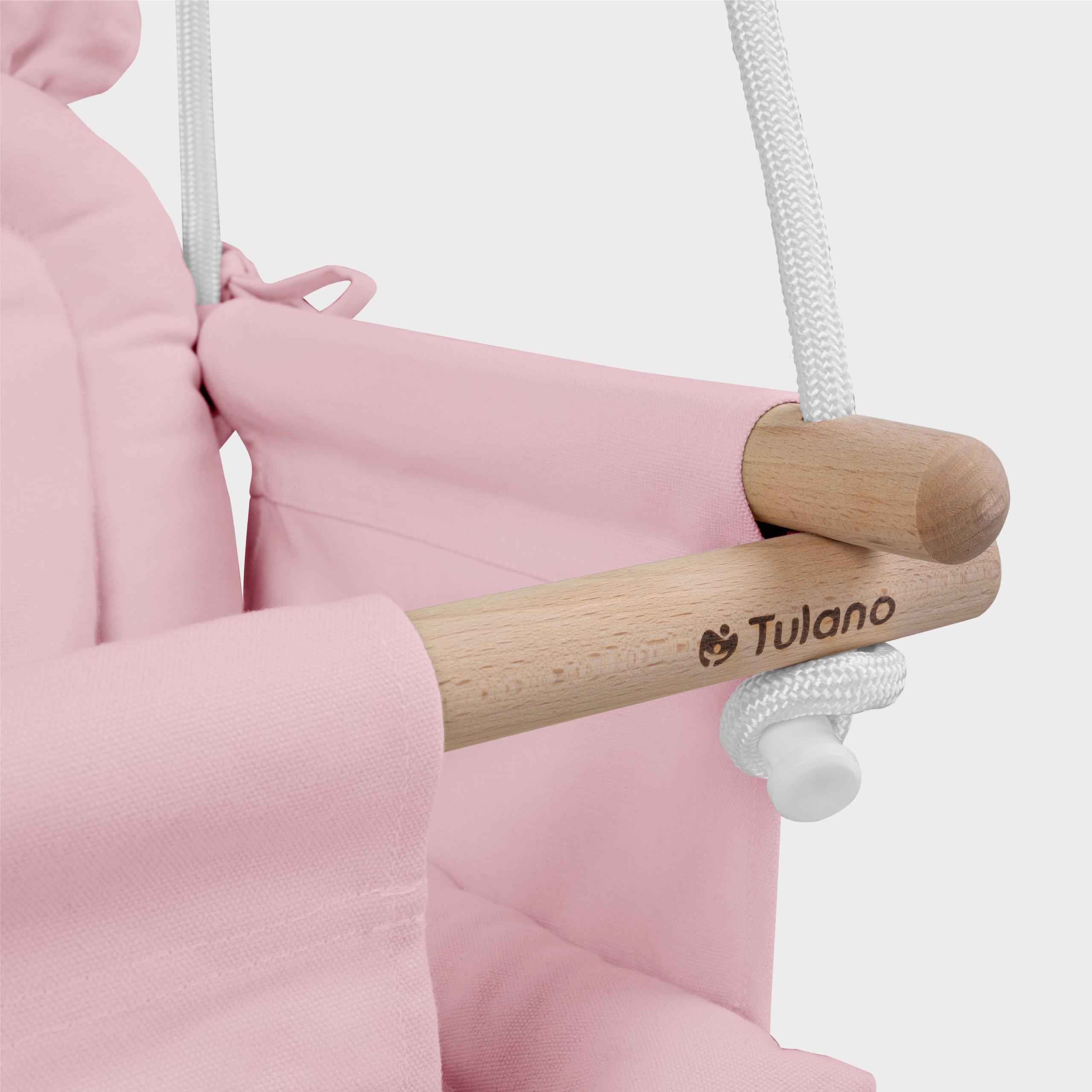 TULANO medinės sūpynės vaikams namams ir sodui BEAR HOP 30 Pink 6m+