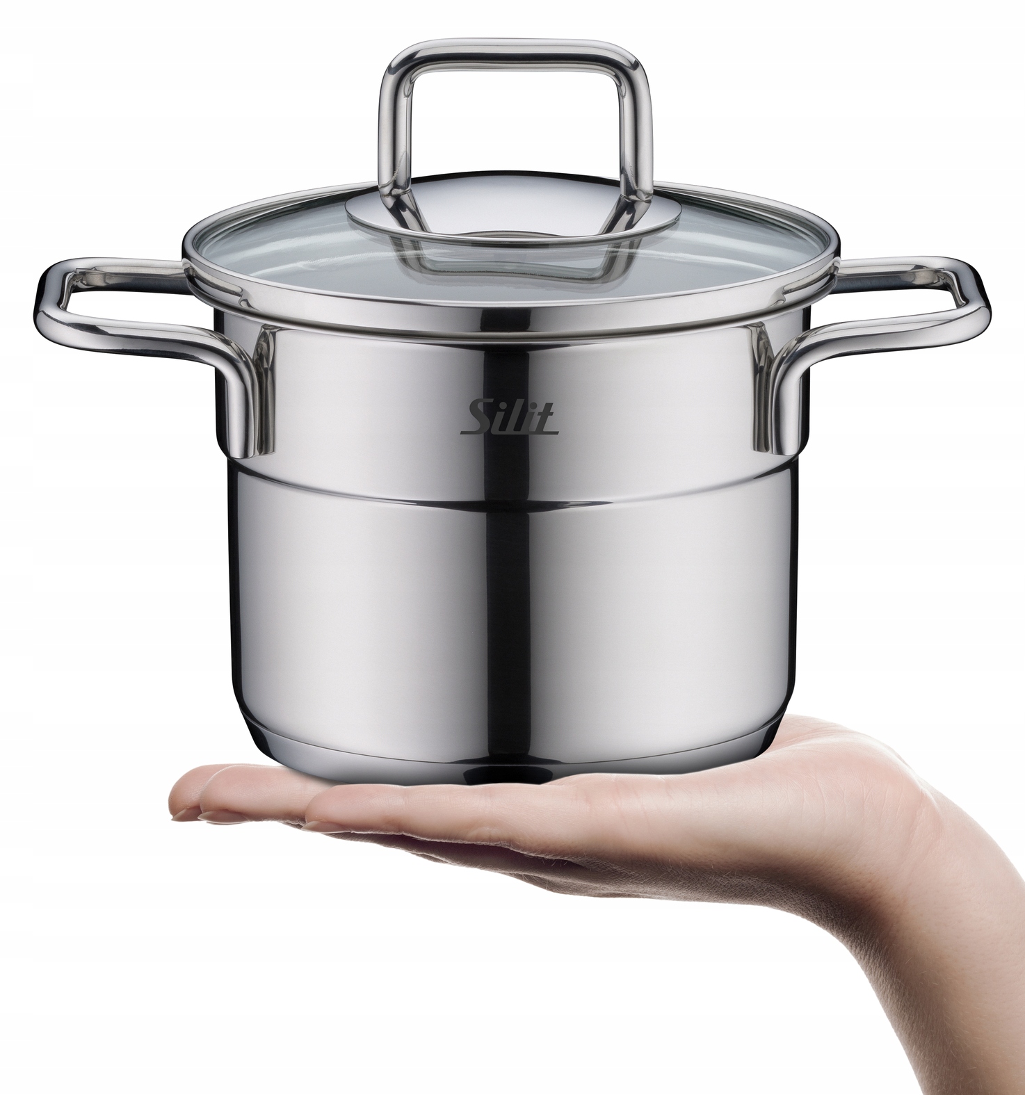 Plieninis puodas su dangčiu, aukštas, Silit Extra Cook, mažas, 12 cm, 1l, indukcinis