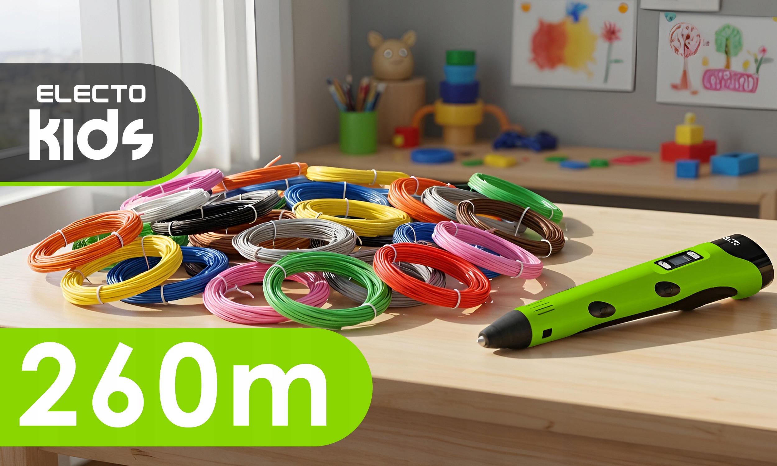 3D RAŠIKLIŲ RINKINYS VAIKAMS 3D SPAUSDINTUVAS + KASETĖS 260 METRU + ŠABLONAI