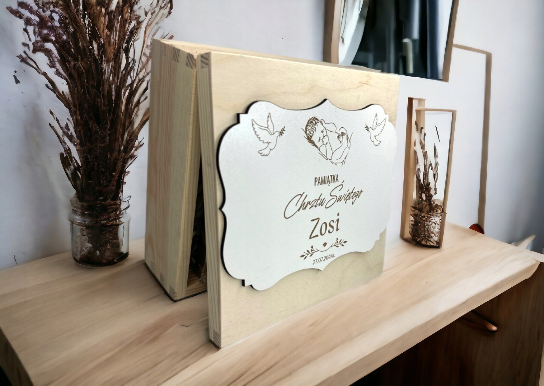 Šventojo Krikšto suvenyras, Krikšto dovana, Biblija, medinė dėžutė