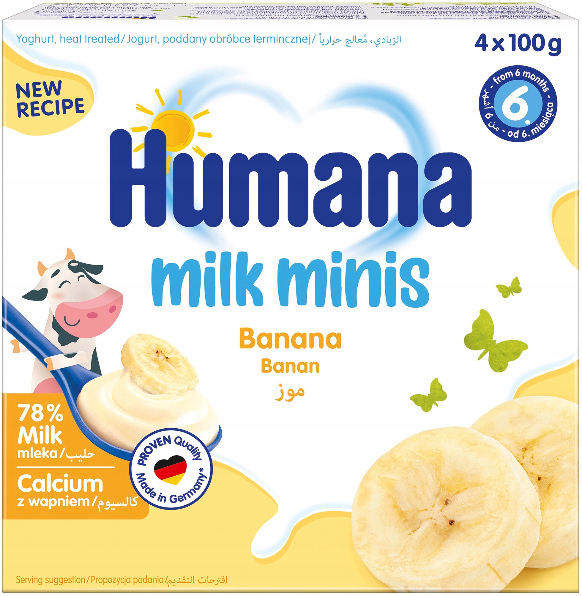 Humana jogurtinis desertas nuo 6 mėn., bananų skonio 4x100g