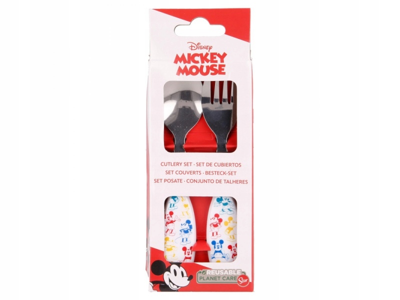 MICKEY MOUSE vaikiški stalo įrankiai (šakutė ir šaukštas), 60128