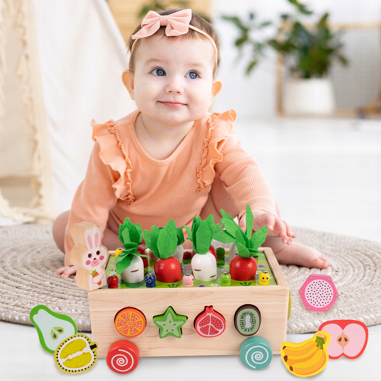 MalPlay medinė Montessori dėlionė su voleliu