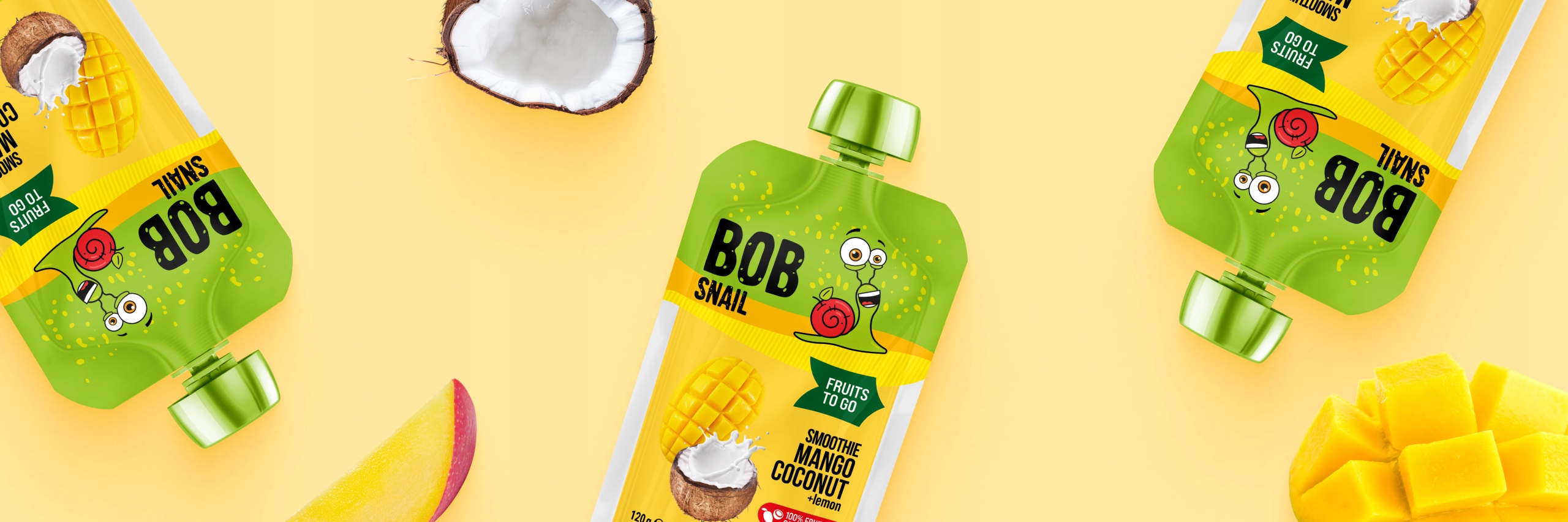 Bob Snail vaisių tūrtas mango-kokosas 10x120 g