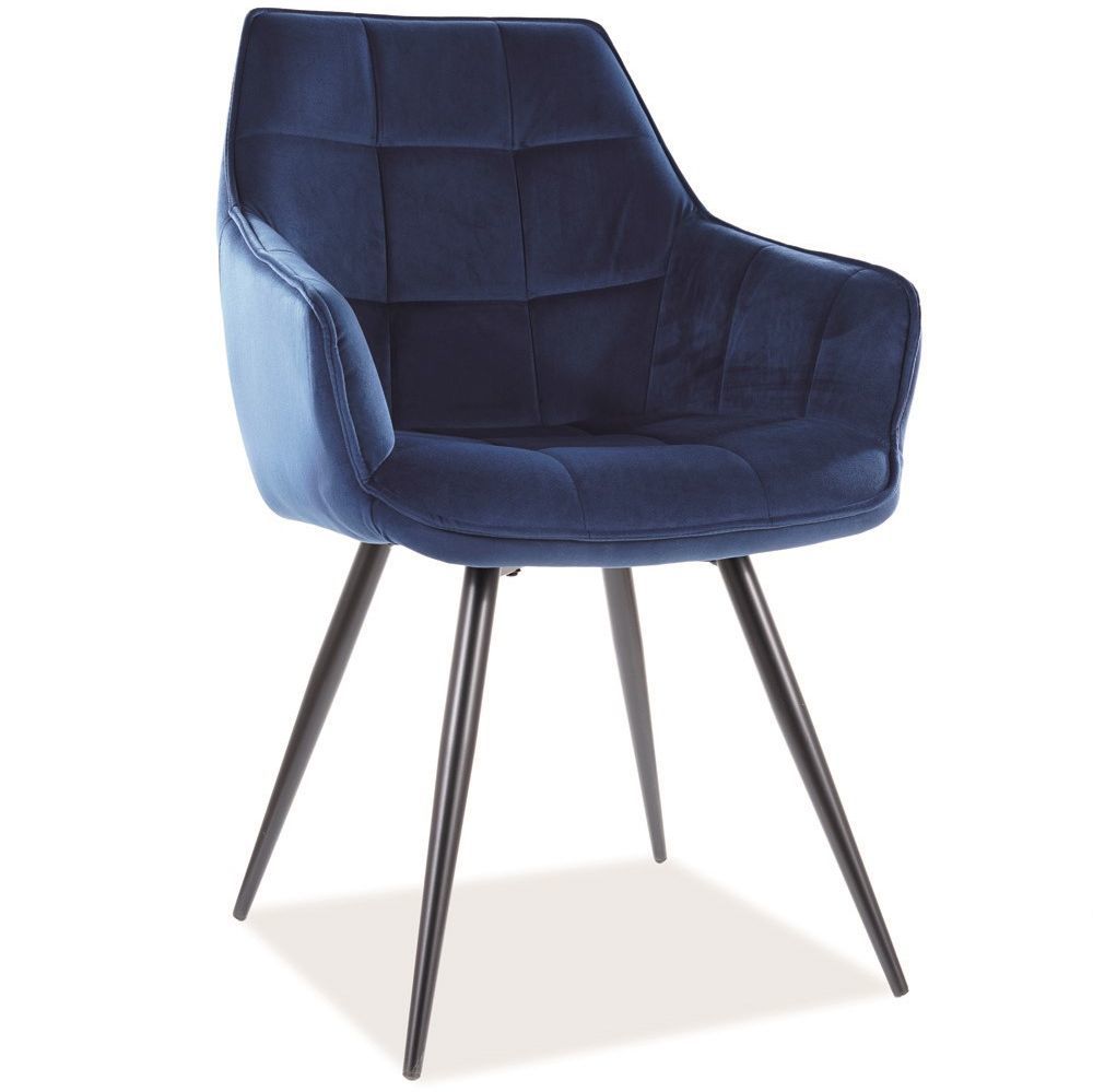 LILIA Velvet Navy Blue Bluvel 86 Svetainės kėdė languotam valgomajam