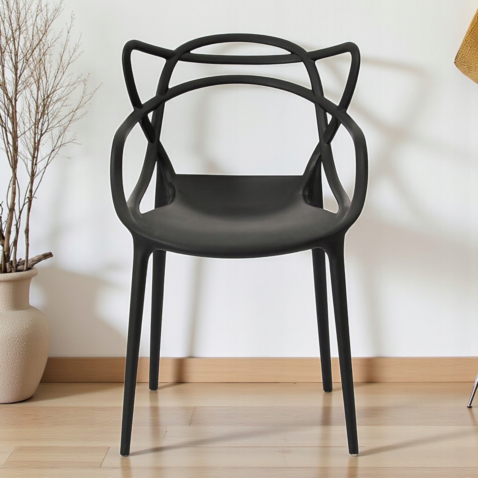 Ažūrinė kėdė Juoda Modernus LOFT fotelis Home Garden Bistro PREMIUM