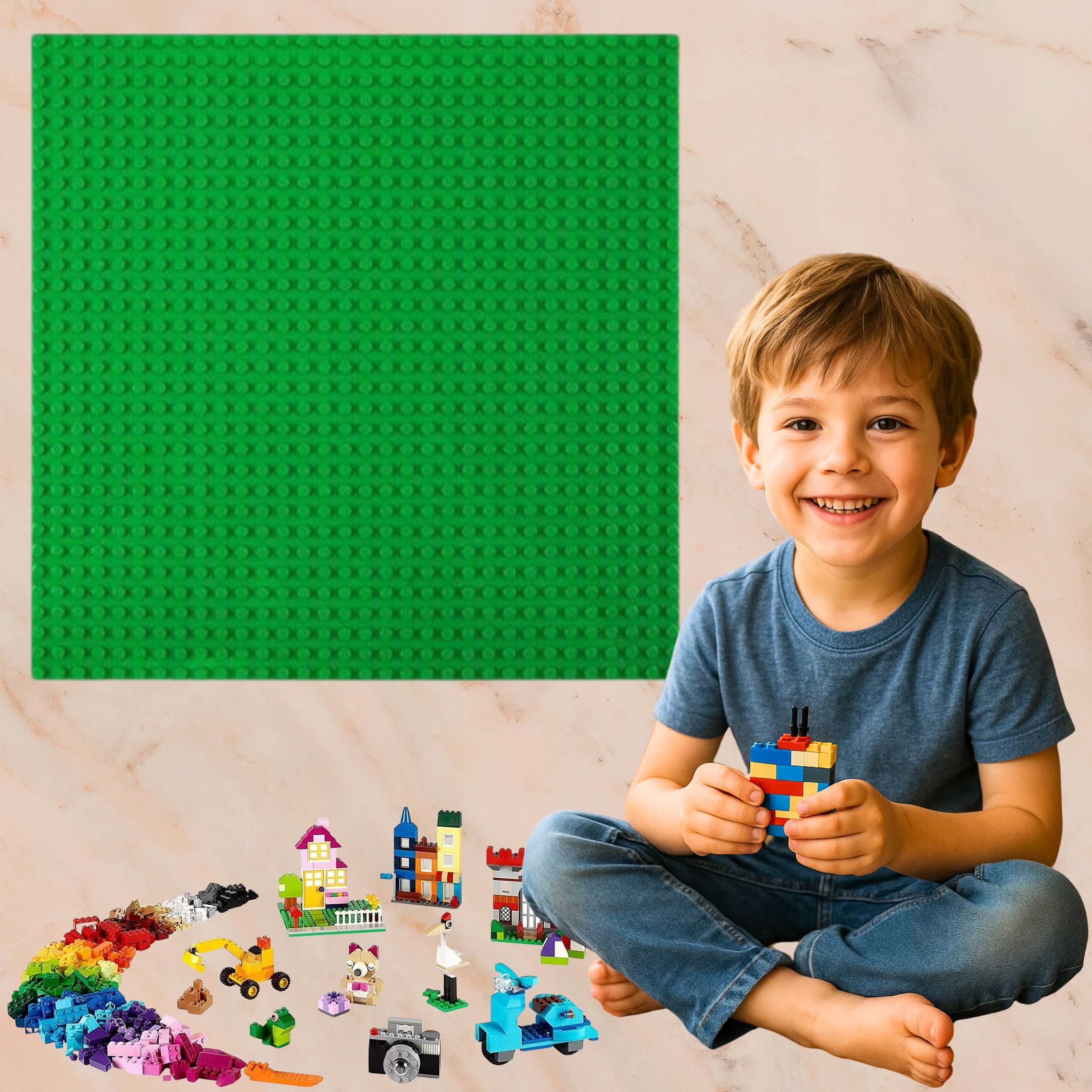 Didelės CONSTRUCTION PLATE GREEN CLASSIC CITY blokeliai 32x32 žaidimų bazė