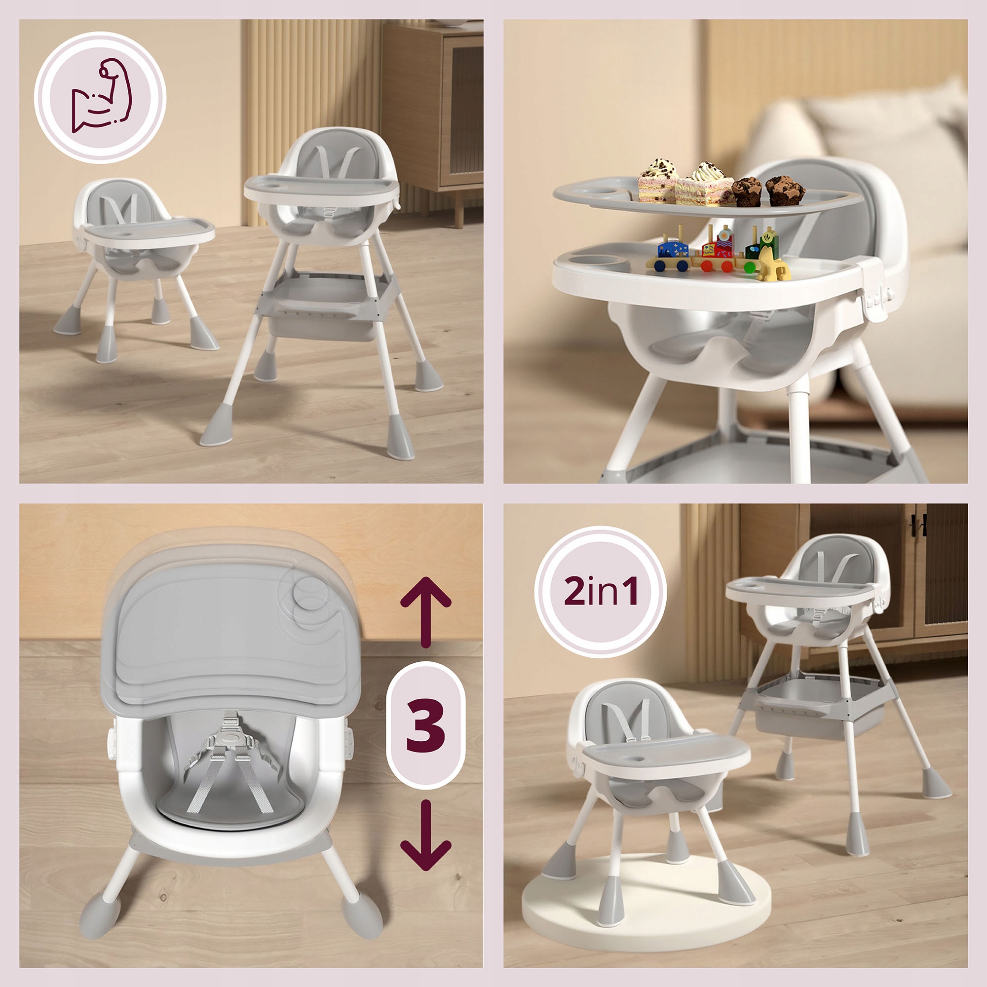 Moby System maitinimo kėdutė 2 in 1 reguliuojama