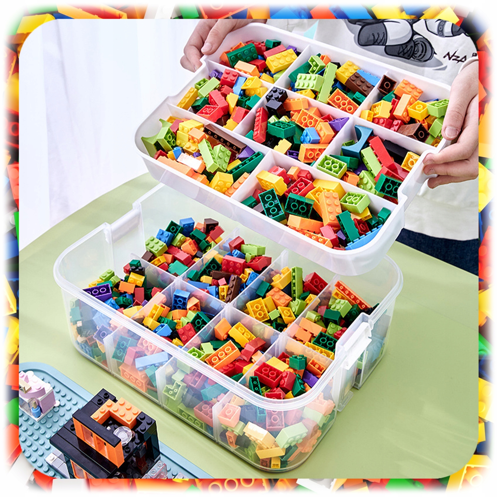 Pixel keturstakšnis Lego kaladėlių konteineris 24 l