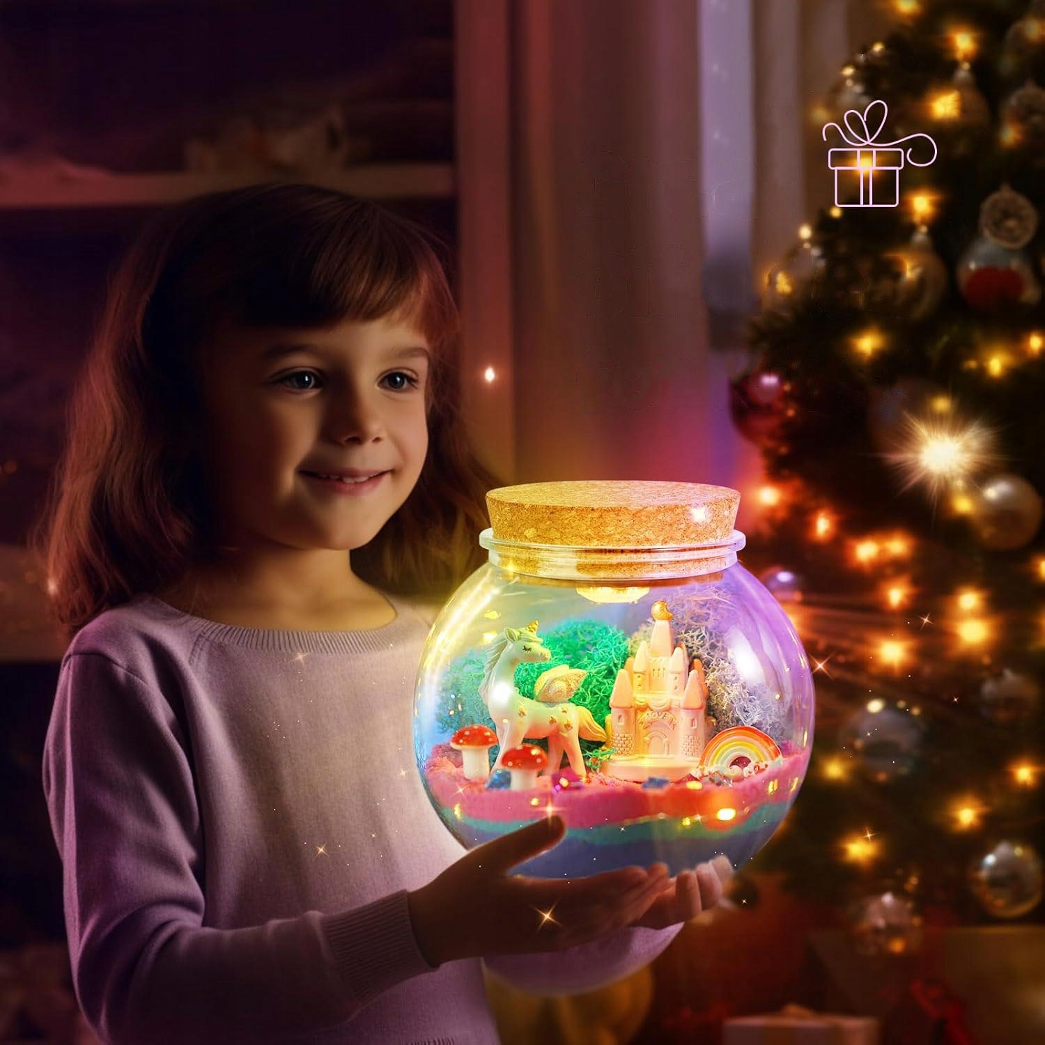 LED TERARIUM LAMP UNICORN KŪRYBINIS DOVANŲ RINKINYS, MICROLANDSCAPE