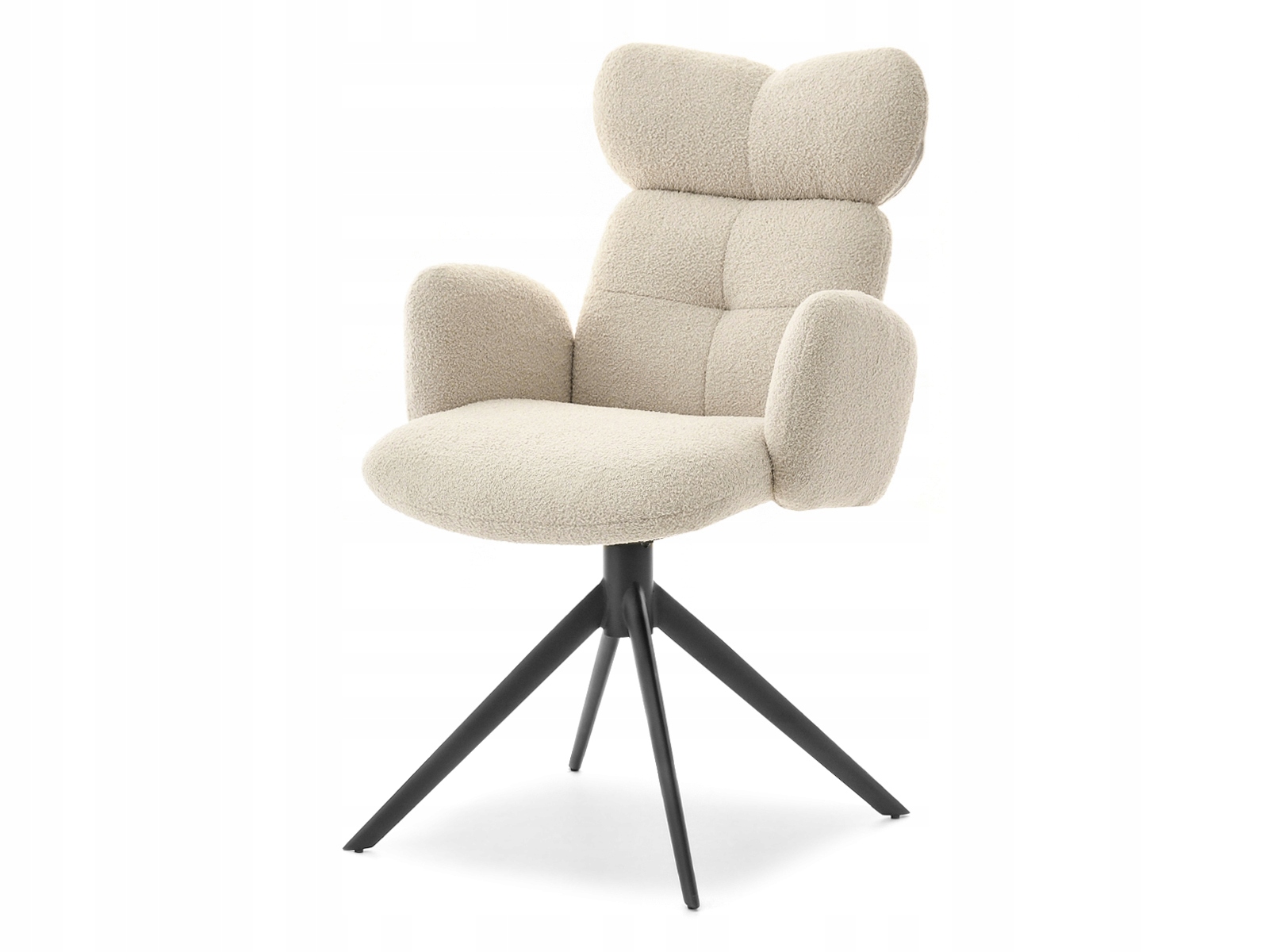 DESIGNER BOUCLE KĖDĖ SU porankiais ir galvos atrama MADELINE BEIGE