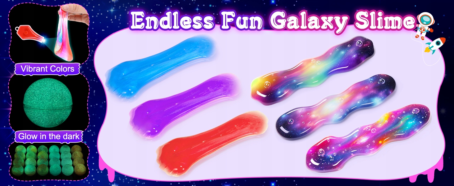 Cosmic Slime Balls rinkinys, vakarėlio dovana vaikams, 24 vnt